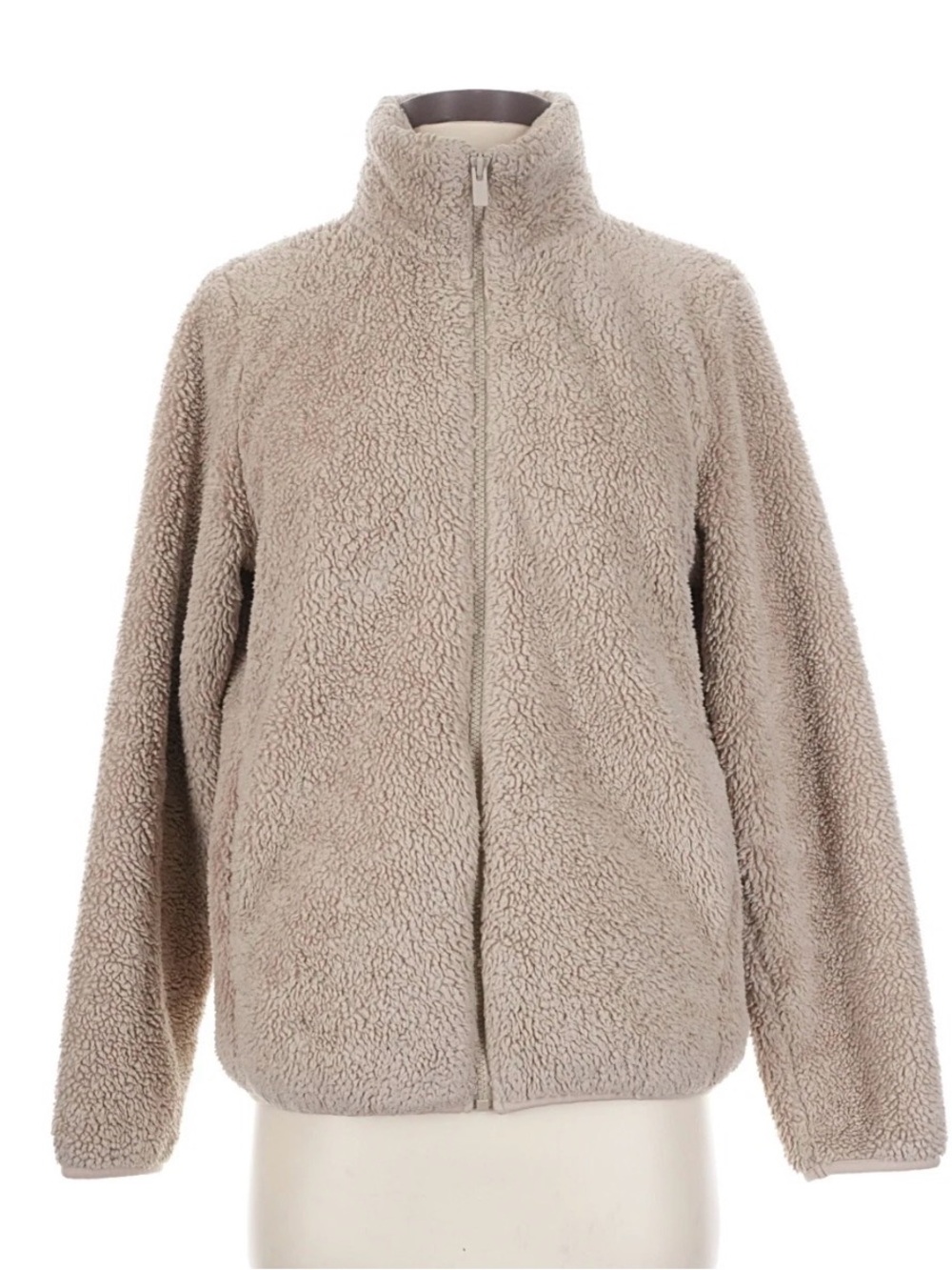 Uniqlo Light Taupe Teddy Fleece Zip Jacket